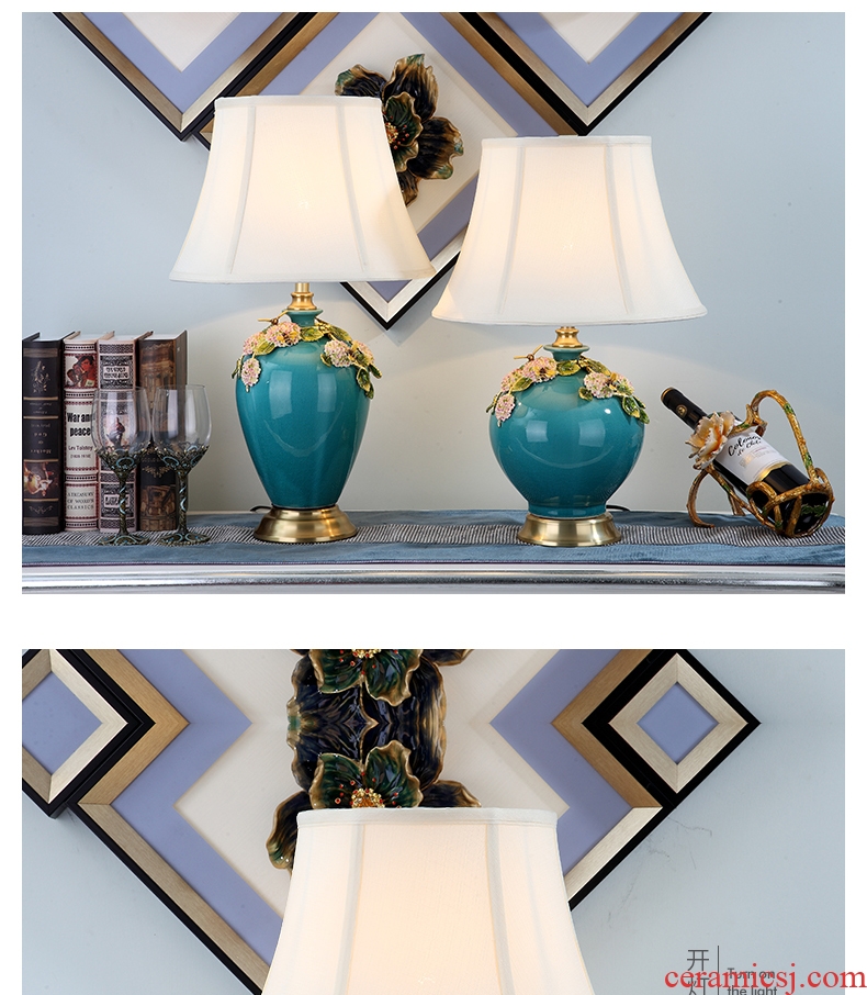 Type simple colored enamel copper ceramic desk lamp all warm bedroom lamps and lanterns of the sitting room of the head of a bed study villa decoration