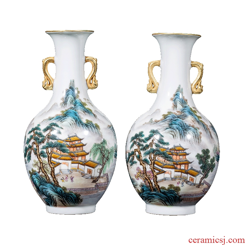 Ning hand-painted antique vase seal kiln jingdezhen ceramic bottle furnishing articles the sitting room is blue and white porcelain 58 phase of new Chinese orphan works