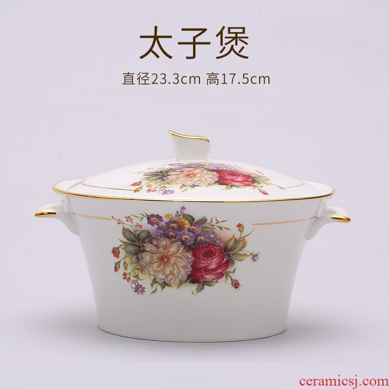 Bone China tableware dishes suit household portfolio european-style jingdezhen ceramic eat rice bowl dish dish plate parts