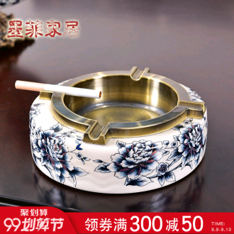 Murphy's light blue and white ceramic ashtray luxury furnishing articles of new Chinese style household living room office individuality creative ashtray