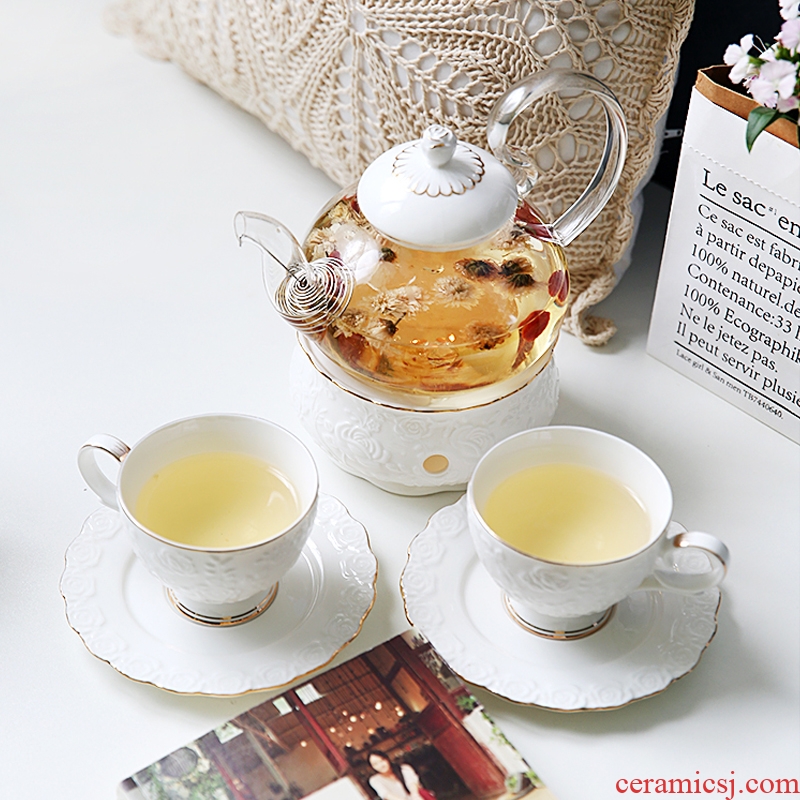British INS web celebrity luxury tea set suit European flower ceramic glass teapot teacup individuality creative gift box