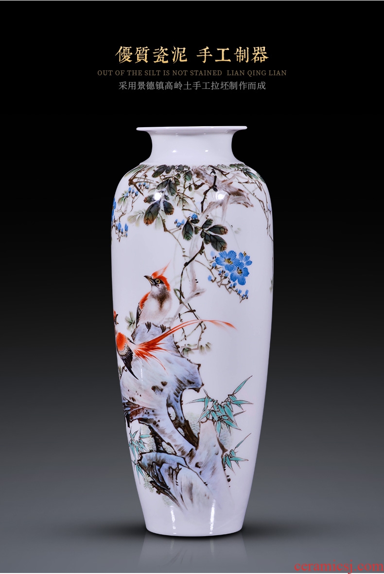 Jingdezhen ceramic painting birds and flowers in the vase furnishing articles new Chinese style office sitting room porch decoration craft gift