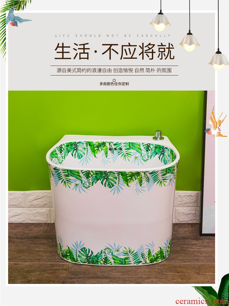 Spring contracted and contemporary ceramic mop pool automatic rain washed mop mop pool of household toilet basin to the balcony