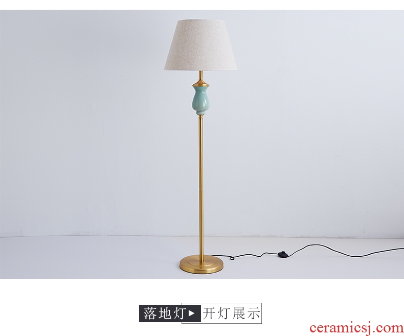 Desk lamp of bedroom nightstand lamp light American contracted and contemporary new Chinese style European luxury full copper ceramic floor lamp of the sitting room