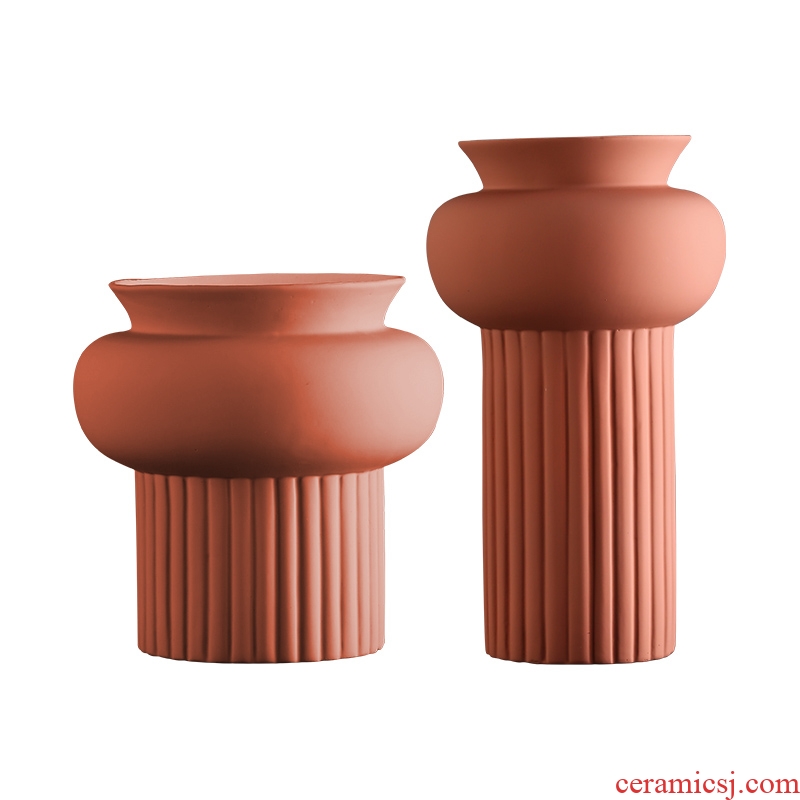 BEST WEST light ceramic vases, large luxury geometry model room soft adornment ornament furnishing articles designer