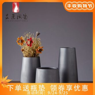 Jingdezhen contracted ceramic vases, black flower arranging furnishing articles zen bedroom adornment of contemporary sitting room dry flower vase