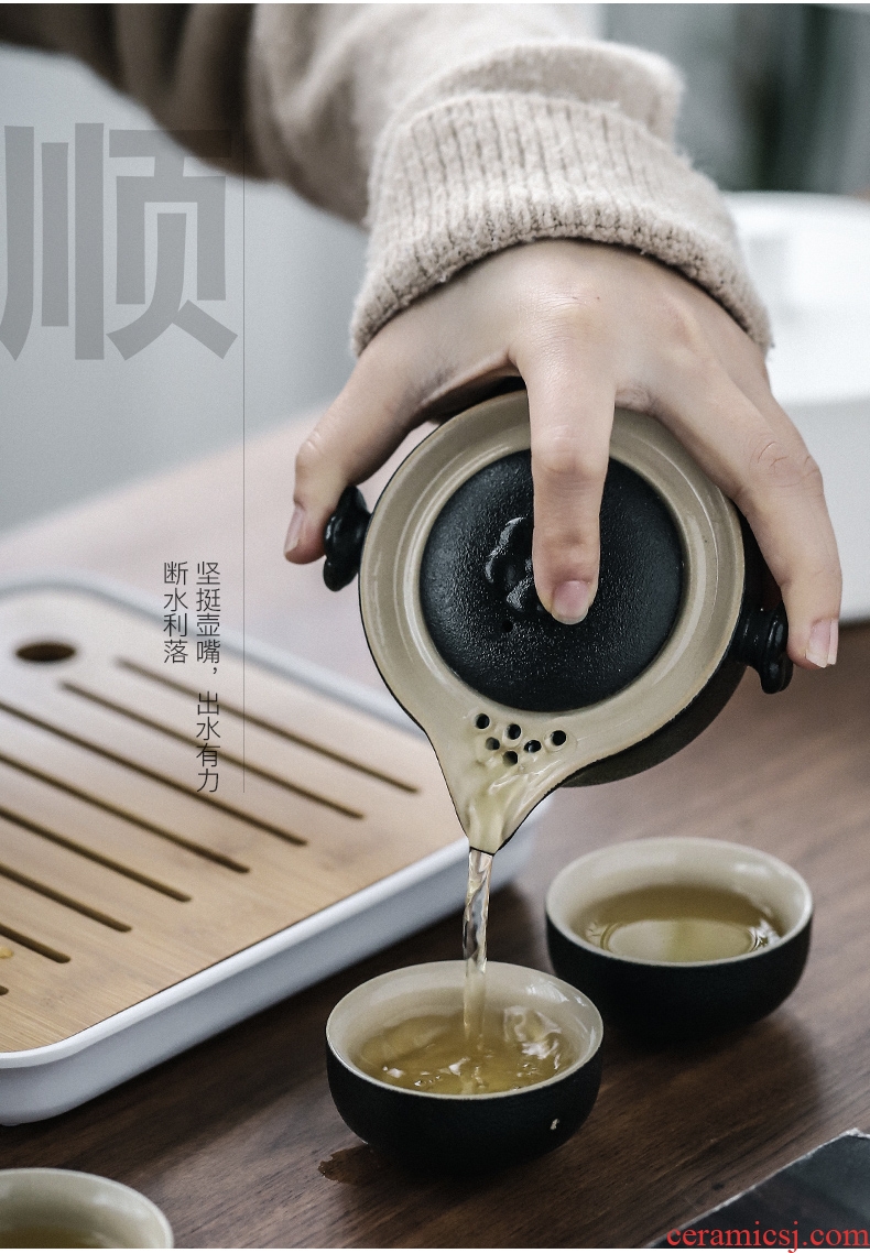 Three thousand cup to crack a pot of tea village two cups of Japanese ceramics 2 office travel portable mini tea tea set