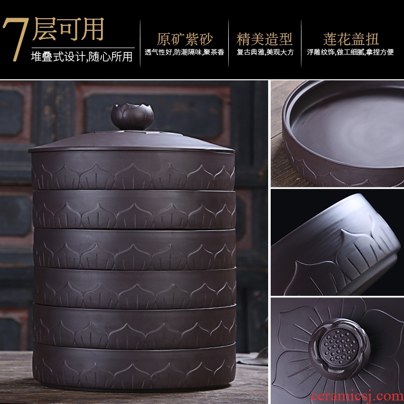 Auspicious industry purple large tea cake can wake receives ceramic black and white pu 'er tea cake tea accessories caddy