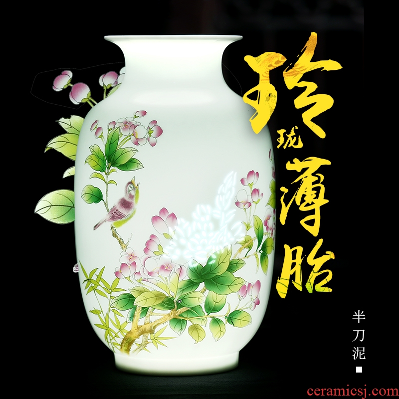 Creative thin foetus and exquisite porcelain jingdezhen ceramics vase furnishing articles sitting room flower arranging manual hand-painted Chinese style decoration