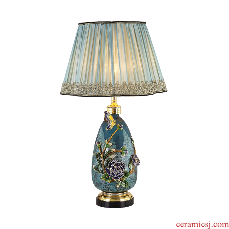 Luxury colored enamel porcelain lamp type crystal lamps and lanterns of bedroom the head of a bed romantic villa living room lighting