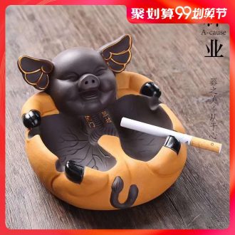 Auspicious ceramics industry office ashtray large creative personality is the sitting room tea accessories purple sand tea pet furnishing articles