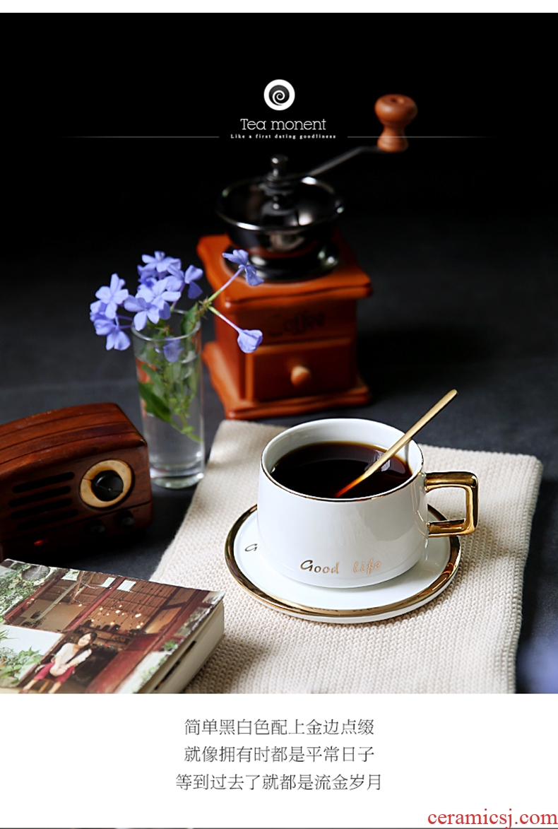 High-end luxury european-style phnom penh web celebrity ins coffee cups and saucers suit Nordic tea set ceramic creative couple cups