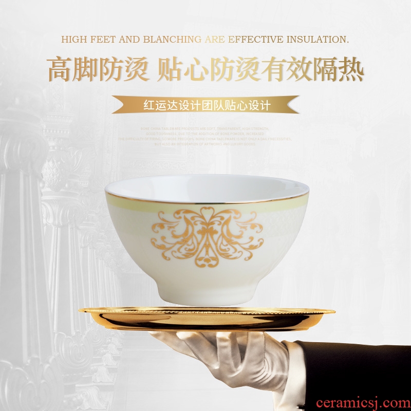 European dishes suit high-grade bone porcelain bowl chopsticks China household dinner jingdezhen Chinese dishes wedding gifts