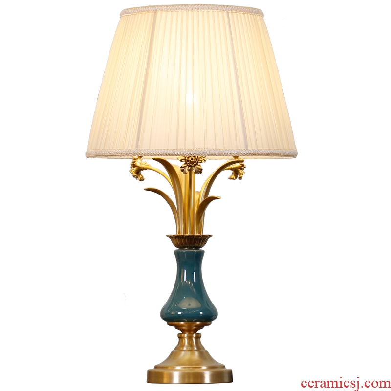 American marriage room contracted rural sweet villa ceramic desk lamp pure copper fashion contracted sitting room lamps and lanterns of bedroom the head of a bed
