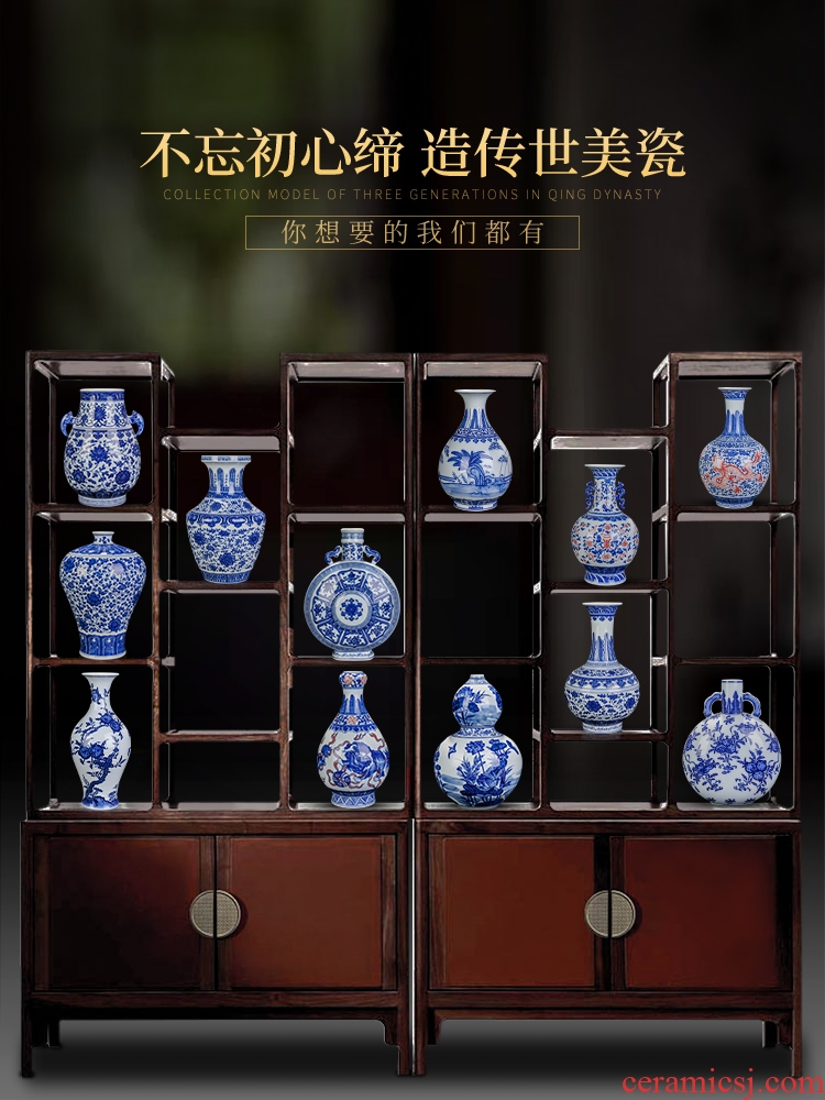 Antique vase of blue and white porcelain of jingdezhen ceramics flower arranging new Chinese style household living room TV ark adornment furnishing articles