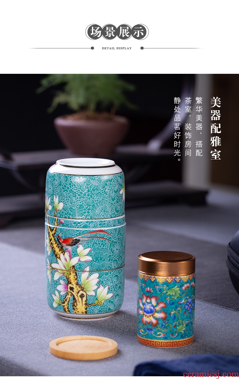 , pick flowers crack cup a pot of two cups of jingdezhen travel portable hand grasp pot of kung fu tea set office