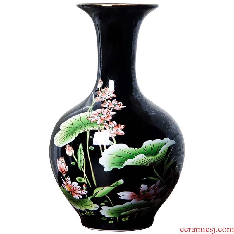 Jingdezhen chinaware lotus flower bottle arranging flowers vase of porcelain of modern Chinese style household adornment sitting room ark furnishing articles