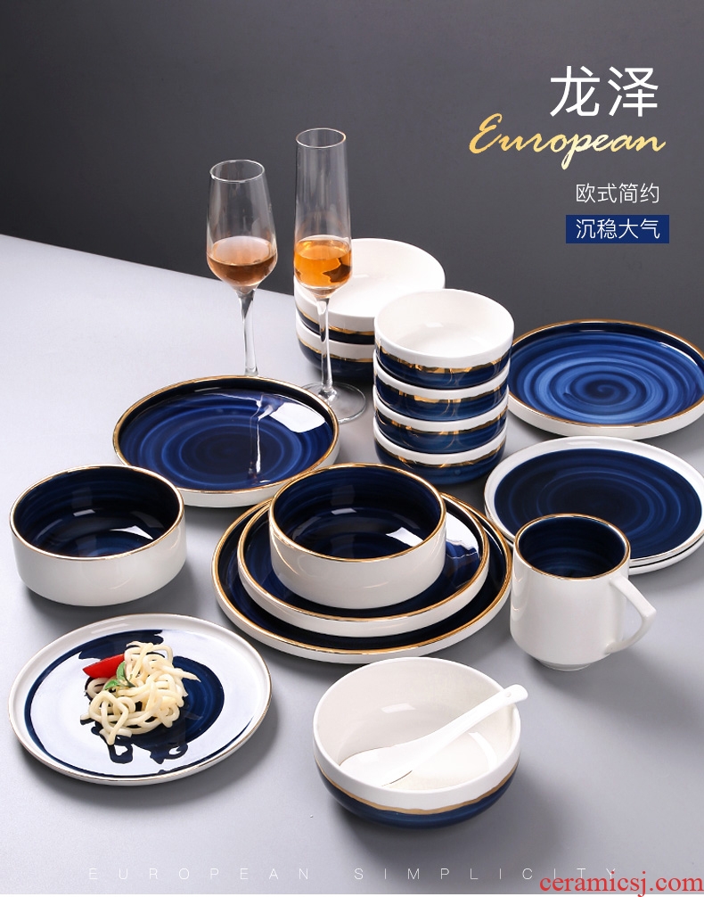 Nordic phnom penh dish suits home by 2/4 people jingdezhen ceramic bowl chopsticks tableware contracted combination longtzer dishes