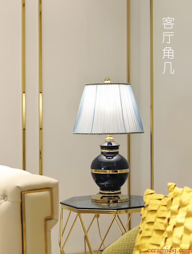 Light luxury american-style lamp decoration ceramics art design and contemporary and contracted copper whole sitting room the bedroom of the head of a bed sitting room lamps and lanterns