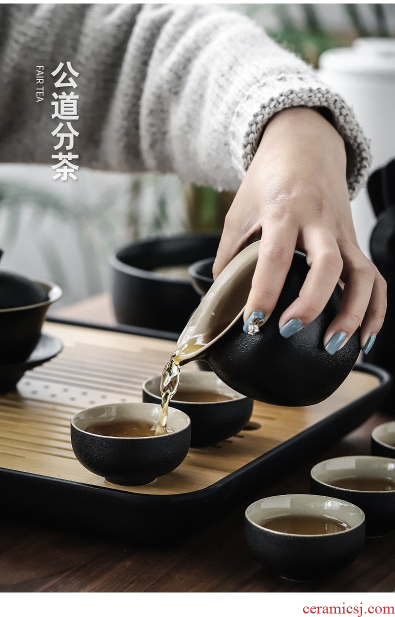 Three thousand household tureen tea cups of black tea village set ceramic teapot kung fu tea set contracted dry tea tray