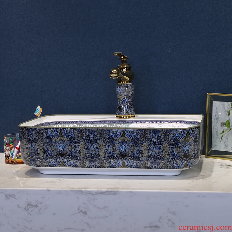 Million birds ceramic art basin on its oval sink european-style bathroom sinks jingdezhen basin