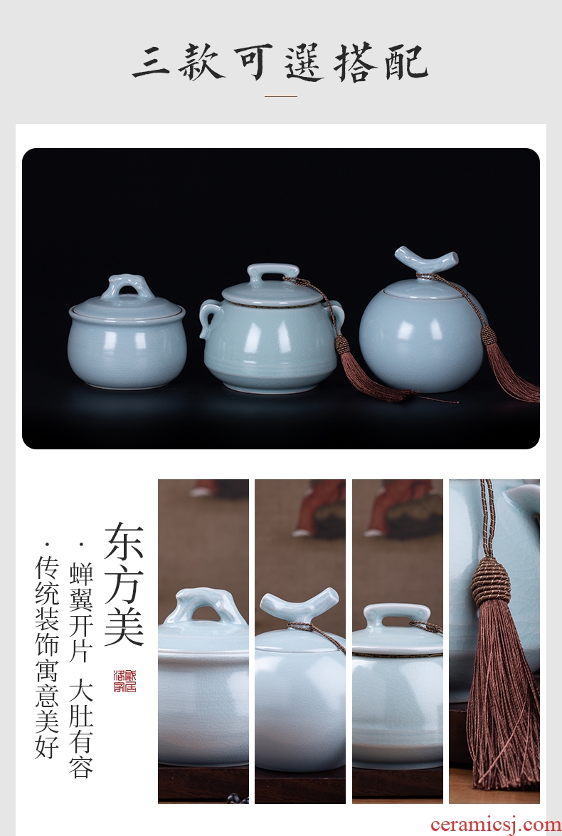 Your kiln jingdezhen kung fu tea caddy portable seal household ceramics caddy tea warehouse size box