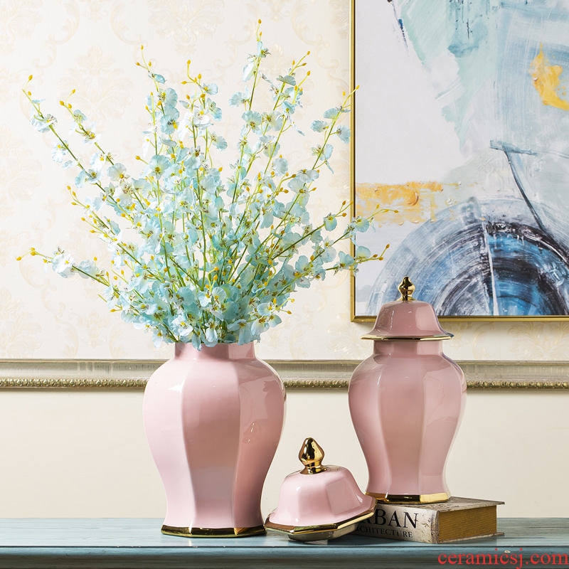 General European ceramic pot vase pink light the luxury of the sitting room porch POTS dry flower flower arranging flower, adornment is placed