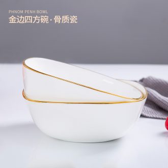 Jingdezhen bone bowls square bowl of Japanese style phnom penh ceramic bowl large household creative fruit salad bowl bowl of soup bowl
