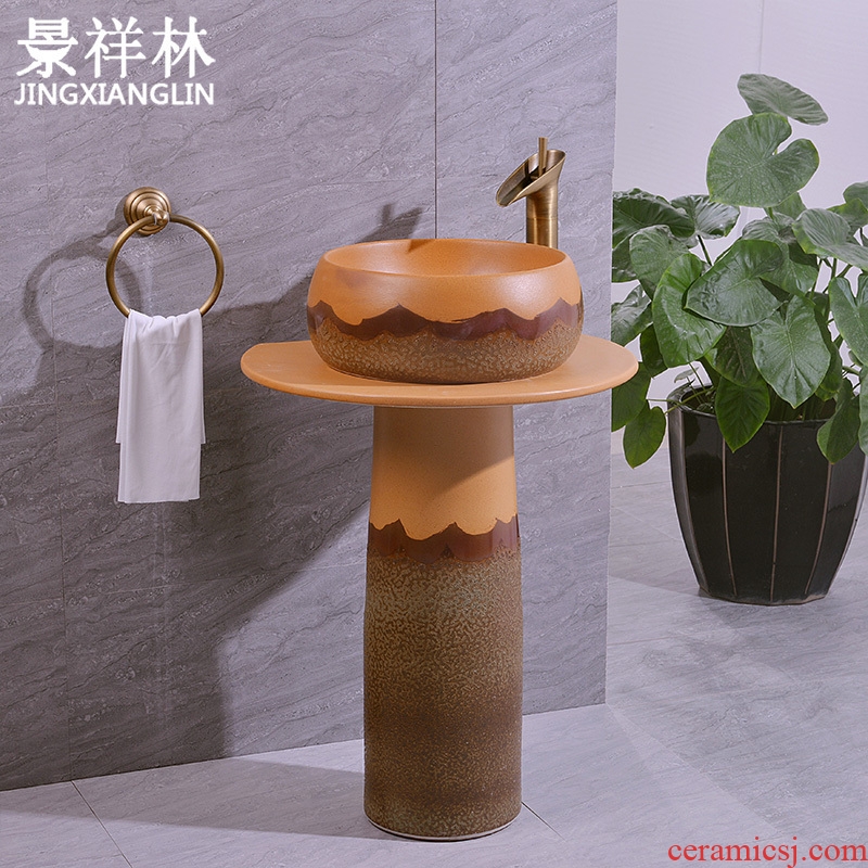 Art pillar basin floor one sink basin of Chinese style restoring ancient ways pillar archaize ceramic wash basin