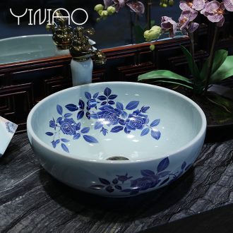 Basin of Chinese style on the blue and white porcelain of jingdezhen ceramic lavatory basin of Chinese style small basin art circle the sink