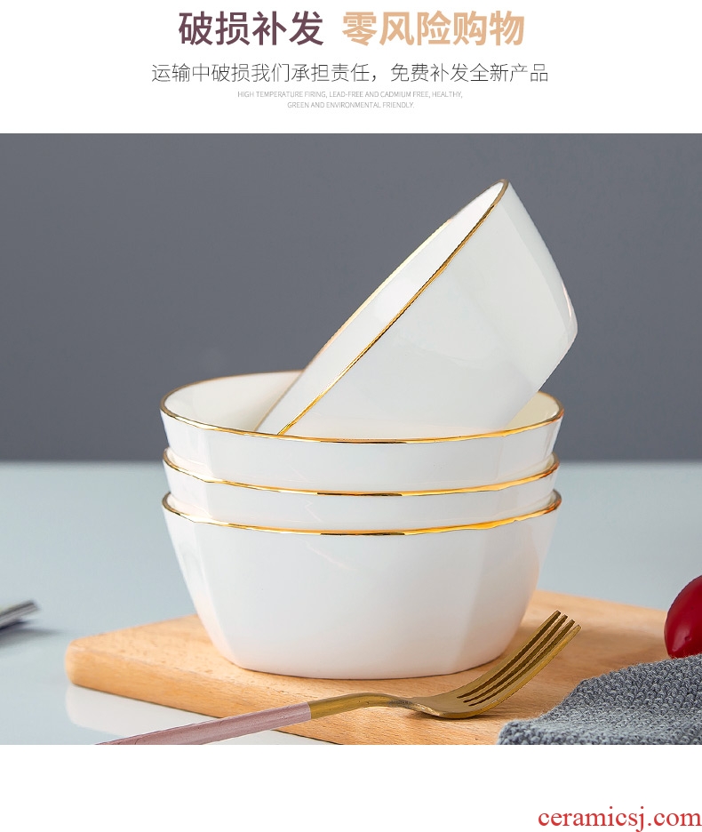 Jingdezhen manual paint western ceramic bowl bowl bowl household tableware suit creative bone porcelain bowl