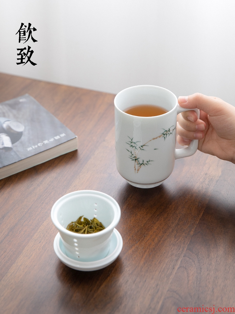 Drink to ceramic cups with cover domestic large capacity water separation filter tea cup cup glass office cup type