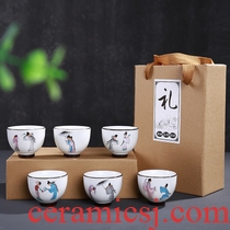 Four-walled yard single tureen lid ceramic tea cup bowl celadon flower tea set zero with three large jingdezhen porcelain