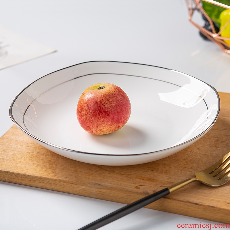 Plate light household jingdezhen European luxury bone China net red square plates special-shaped ceramic tableware Japanese creative cuisine