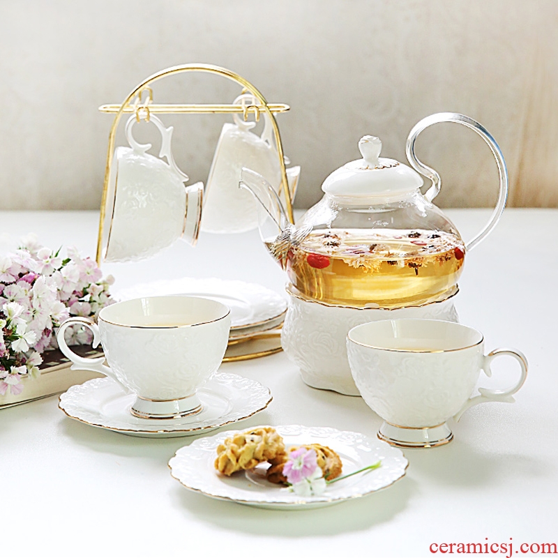 British INS web celebrity luxury tea set suit European flower ceramic glass teapot teacup individuality creative gift box