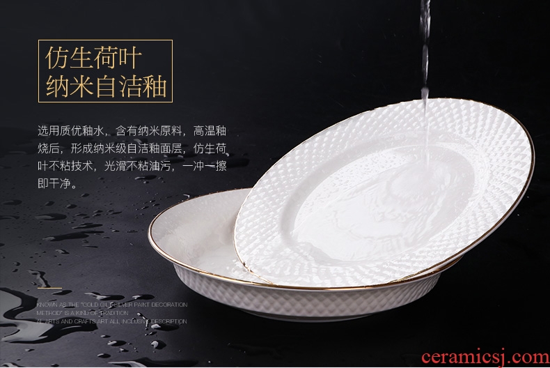 Inky european-style jingdezhen ceramic dishes suit household contracted white bone China tableware Jin Ling dishes chopsticks