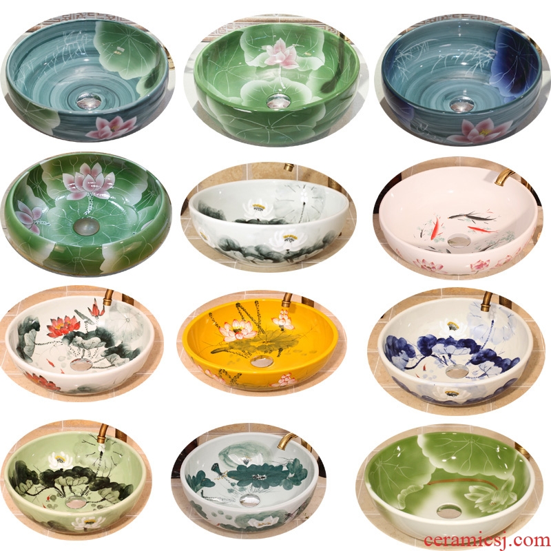 Jingdezhen ceramic lavatory basin basin art on the sink basin kiln glaze color lotus much money
