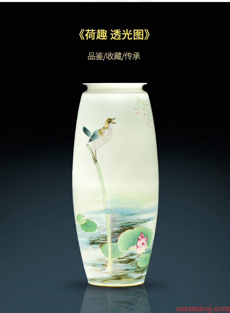 Jingdezhen ceramics furnishing articles hand-painted bamboo vases, flower arrangement of the sitting room porch decoration of new Chinese style household ornaments