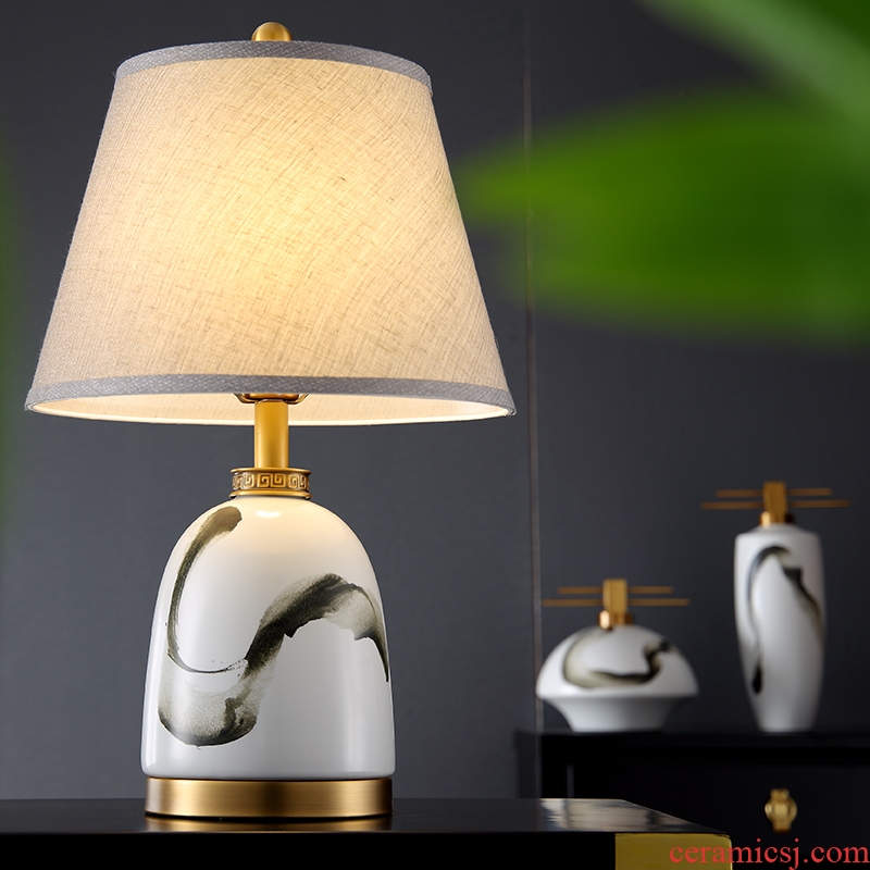 Furnishing articles lamp is acted the role of form a complete set of new Chinese style ceramic vase cut decorative arts study zen Chinese wind landscape contracted