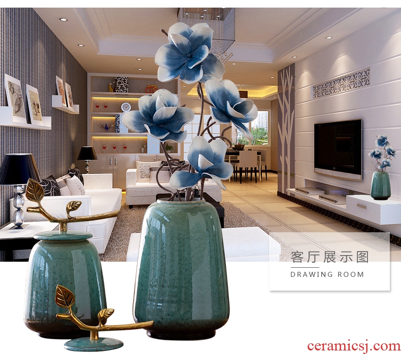 Jingdezhen vases, flower arrangement sitting room home furnishing articles office creative jar, household porcelain colored enamel porcelain