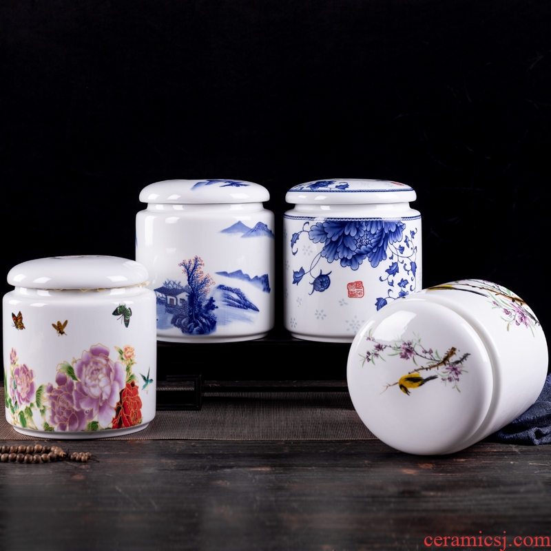 Blower, caddy ceramic seal pot jingdezhen domestic large pu 'er tea box POTS and POTS