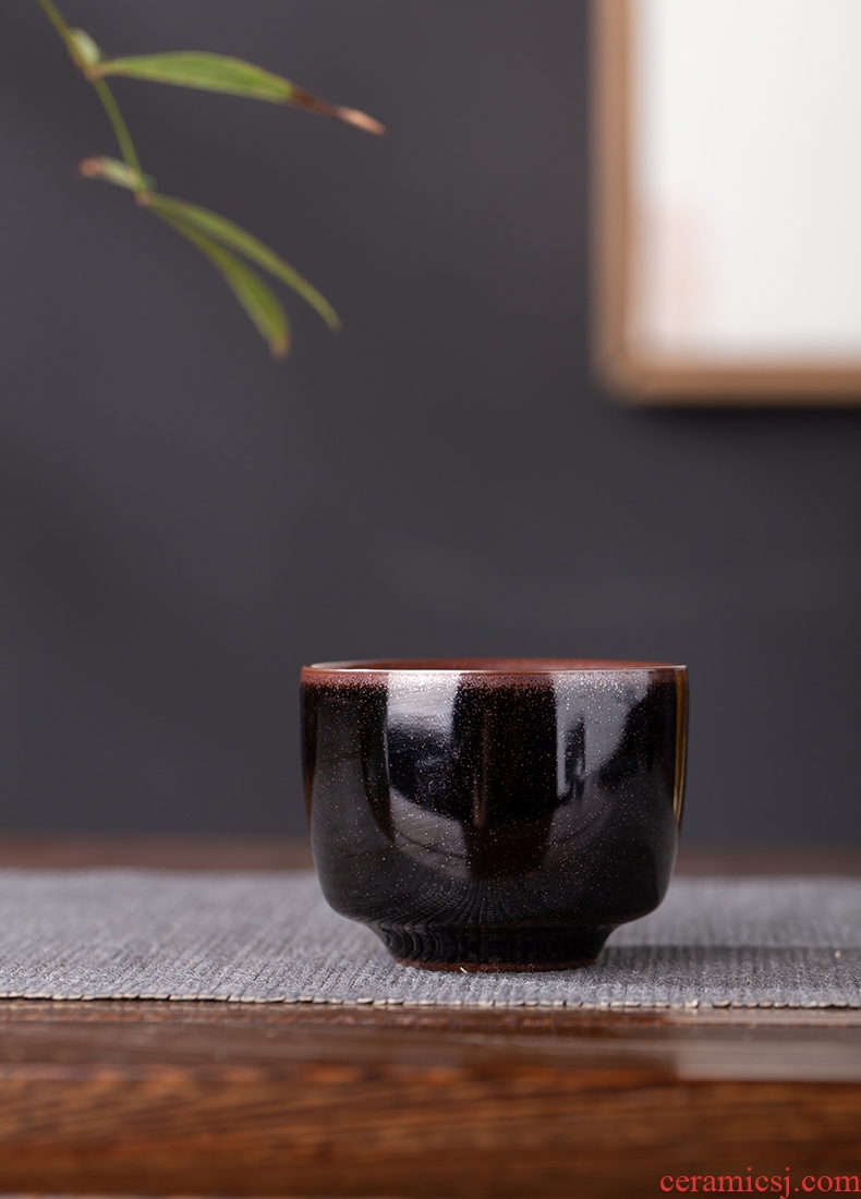 Jizhou kiln sample tea cup single cup red glaze, jingdezhen household kung fu tea set ceramic bowl cups masters cup