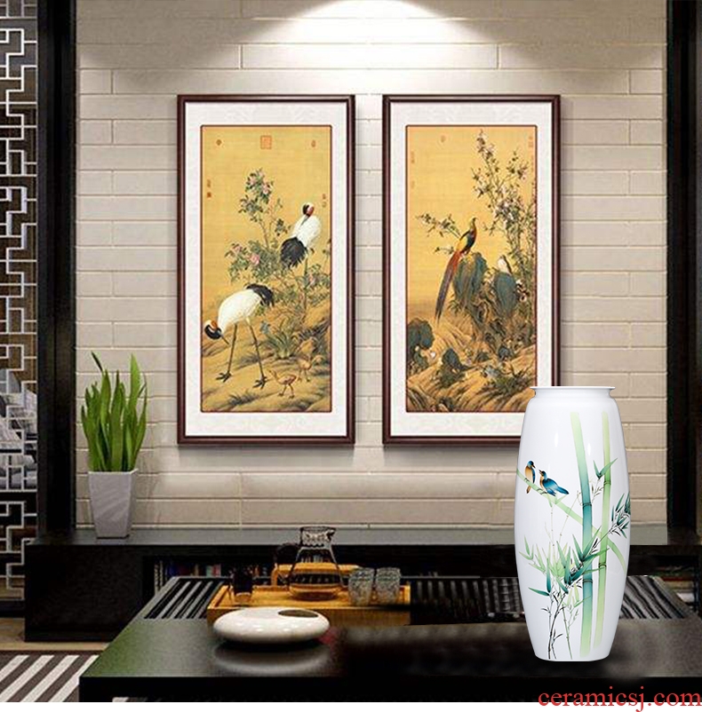 Jingdezhen ceramics furnishing articles hand-painted bamboo vases, flower arrangement of the sitting room porch decoration of new Chinese style household ornaments