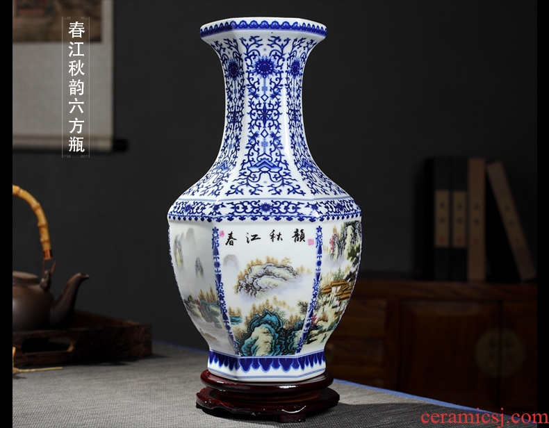 Jingdezhen ceramics vase furnishing articles sitting room dry flower arranging flowers contemporary and contracted rich ancient frame cabinet decorative arts and crafts