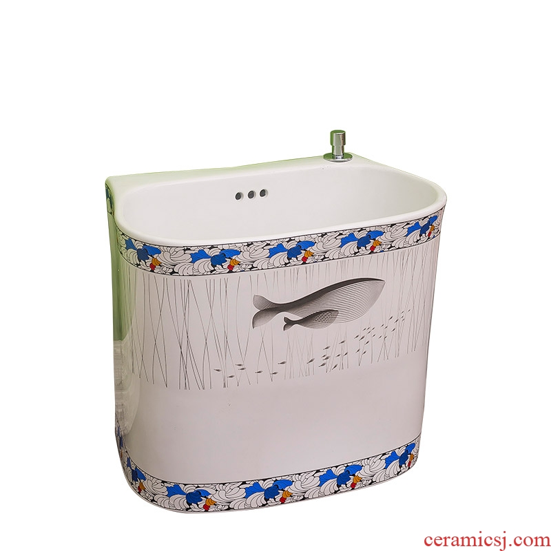 Spring rain ceramic mop pool in basin automatic household toilet water washing mop pool balcony contracted mop pool