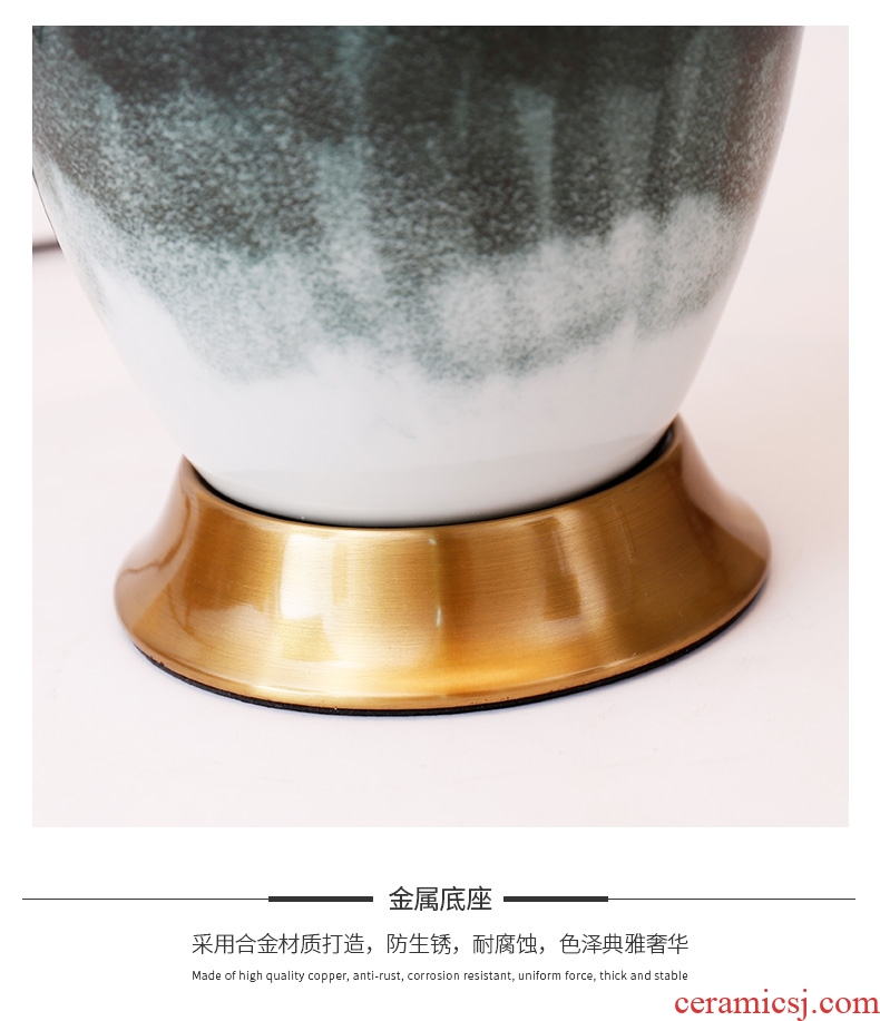 Jingdezhen new Chinese style landscape ceramic desk lamp lamp of bedroom the head of a bed restoring ancient zen sitting room sofa tea table lamp