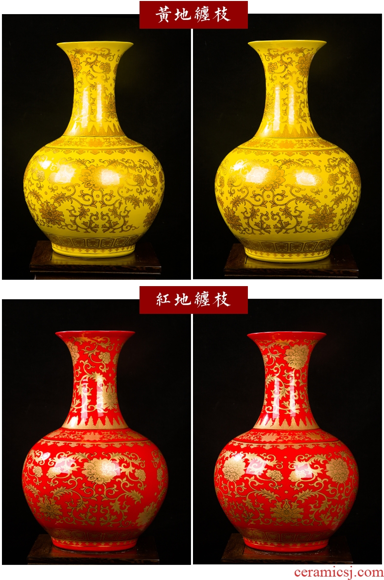 Jingdezhen ceramics vase large ground sitting room porch lucky town house decoration and furnishing articles study office