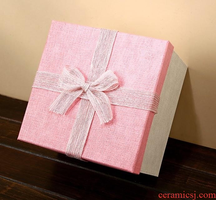 Gift box underwear glass lined with orange ribbon ceramic bowl boyfriend gift box packing box pastries birthday