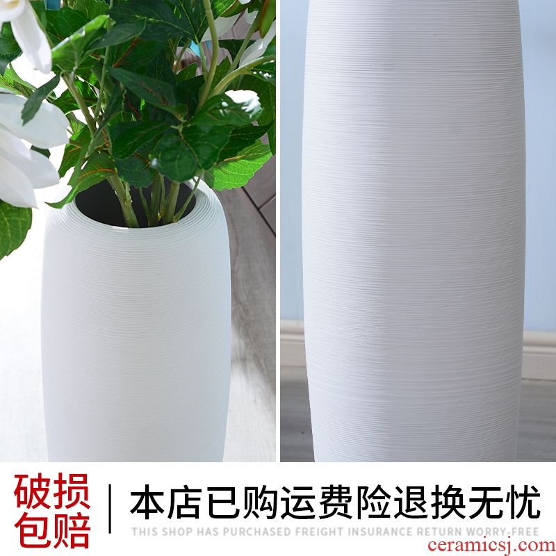 Contemporary and contracted ceramic white vase landing simulation suit furnishing articles dried flower arranging flowers large north European style living room