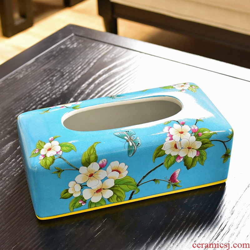 Murphy's new Chinese style classical handmade ceramic tissue box American country decorates sitting room tea table restaurant smoke box